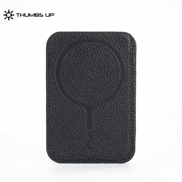 THUMBS-UP Black RFID Block PU Leather GPS Global Tracker Wireless Charging Find My Mag-Safe Tracking Wallet
