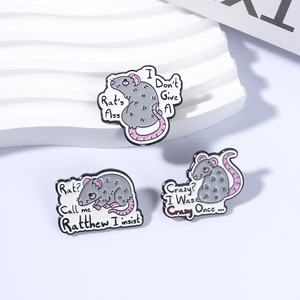 Crazy I Was Crazy Once Mouse Enamel Pins Humor Rat's <strong>Ass</strong> I Don't Give a Brooches Backpack Lapel Badge Jewelry Gifts for Friends - Product Image 2