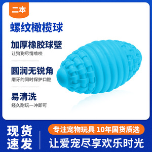 Spiral Rugby <b>Ball</b> Chew Toy For <b>Dogs</b> Blue Rubber Sound Making Teeth Grinding Pet Toy - Product Image 5