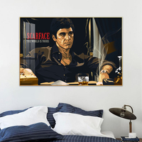 Tableau Tony Montana dans Scarface, Décoration Murale Culture Gangster pour la Maison, Idée Cadeau Garçon, Impression Film sur Toile et Poster