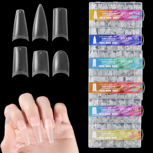 600 faux ongles mats en amande française, ultra-fins, en ABS, pour nail art, en boîte - Product Image 1