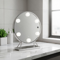 Single-Sided Metal Smart Desktop Magnifying Makeup Mirror LED Display Screen 3 Color Dimmable Lights USB Rechargeable