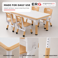 Table et 4 chaises pour enfants, modernes, détachables, réglables en hauteur, avec coins arrondis, pour la maison et la maternelle