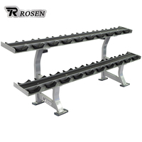 ROSEN Équipement de musculation professionnel pour salle de sport, support de rangement à deux niveaux pour haltères hexagonaux à tête ronde