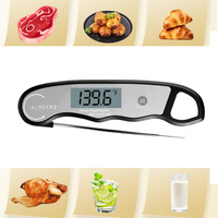 Termometer dapur Digital, baca instan tahan air logam layar LCD dengan lampu latar untuk makanan memanggang daging memasak BBQ Oven