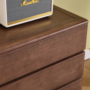 Solid Wood <b>Black</b> Walnut Color Bedroom Organizer Modern 6 Drawer Dresser Storage Living Room Side Cabinet - Product Image 3