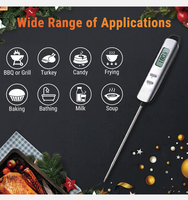 Termometer Masak Digital Probe Baja Anti Karat Super Panjang -50~300 Derajat Celcius, Bacaan Instan, Dilengkapi Pengait untuk Permen & BBQ