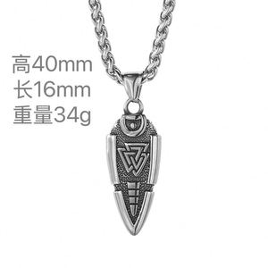 Collar con Colgante de Lanza Vikinga de Acero Inoxidable 316L, Joyería para Motociclistas, Collar con Colgante de Flecha Vikinga, Collar con Runa Triangular - Product Image 6