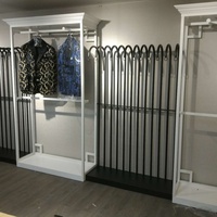 Présentoir suspendu en métal à deux niveaux, détachable, réglable en hauteur, facile à assembler, couleur personnalisable, pour boutique de vêtements