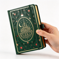 Diario de Tapa Dura A5, Personalizado con Lámina Dorada en Relieve, Cuaderno con Borde Dorado para Regalo