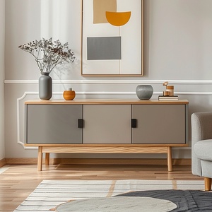 Armoire latérale moderne et contemporaine Armoire de rangement rectangulaire en bois de 58 pouces - Product Image 2