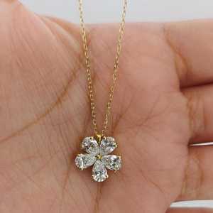 Collar de diamantes de laboratorio con forma de pera de 1.25 quilates, collar de diamantes solitario, joyería de oro macizo, colgante de flor, regalo perfecto - Product Image 1