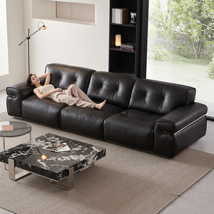 Modern Minimalist Elephant Shape Genuine Leather Sofa Designer Half Full Leather Straight Couch For Living Room Home Use - Product Image 2