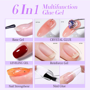 Gel à ongles multifonctionnel 6 en 1 de 15 ml, transparent, gel UV à retirer par trempage, base, couche de finition, primer, gel <span class=keywords><strong>d</strong></span>'extension pour faux ongles - Product Image 3