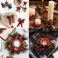 Weihnachtsbaum-Hängedekoration Kleiner DIY Roter Tannenzapfenstrauß Künstliche Pflanzen & Grünzeug-Accessoires