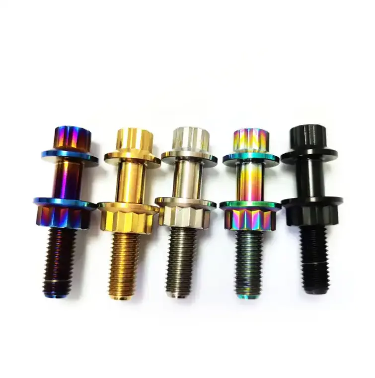 Grade5 M7 X 32mm Tc4 Titanium Bolts Wheel Hub 12-point Flange Ti Screws Forged Titanium Bolts For Car