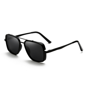 Lunettes de soleil polarisées pour hommes Lunettes de soleil carrées de conduite Mode d'extérieur Lunettes de soleil de luxe texture métal double faisceau Lunettes de soleil à large monture - Product Image 4
