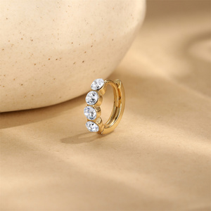 Pendientes de Aro Minimalistas Hipoalergénicos de Plata de Ley S925 con Circonita de Engaste Invisible, Chapados en Oro de 18k, para Mujer - Product Image 3