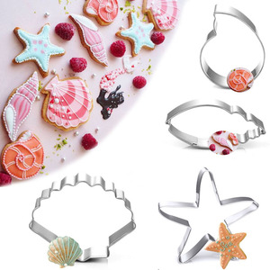 Hot-vente Acier Inoxydable Océan-thème Coquillage Étoile De Mer Moule Gâteau Outils De Cuisson <span class=keywords><strong>Emporte</strong></span>-pièce pour Anniversaire Babyshower Gâteau Décor - Product Image 1