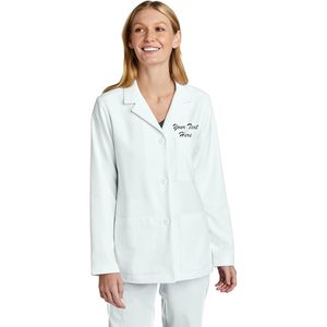 Bata de Laboratorio Médica para Mujer, Manga Larga, 3 Bolsillos, Uniforme de Consulta, Uso Hospitalario, Personalizable con Bordado, Tela Popelina Blanca - Product Image 1