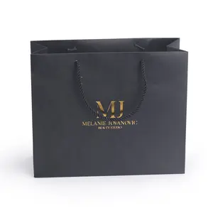 Manufacturer custom luxury beauty gift bag packaging custom black paper thank you gift bags with logo print