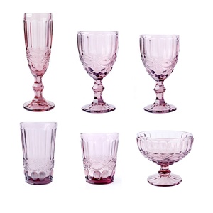 8.5 10.5 OZ سادة آلة الصحافة تنقش الكريستال أواني الطعام الأحمر القدح طقم زجاجات النبيذ - Product Image 2