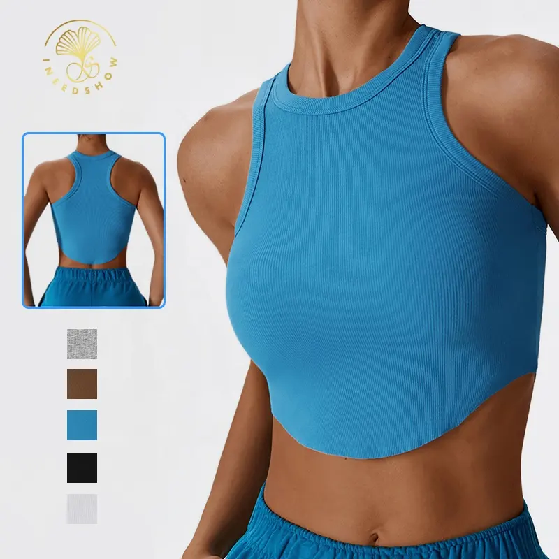 Hochwertige Damen Sublimation gerippt eng geschnitten Gym Tank Top benutzer definierte Plain Gym ärmellose Yoga Crop Tops für Frauen Großhandel