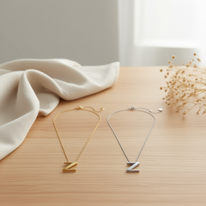 Collar con Colgante en Forma de Z, Letra B, Oro, Plata, Acero Inoxidable, Joyería Minimalista de Moda - Product Image 3