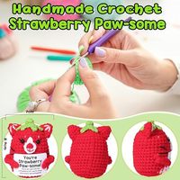 Poupée tricotée à la main en forme de fraise, énergie positive, carte crochetée, mini chat de poche à câliner, cadeau amusant pour la décoration de la maison