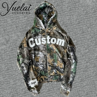 Sweat à capuche zippé pour homme 2026 personnalisé, haute qualité, 100% coton, streetwear, imprimé numérique camouflage Real Tree, avec patch brodé