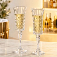 Verre à vin en cristal de luxe gaufré et gravé, élégant gobelet, pour vin blanc et rouge, flûte à champagne en cristal de luxe avec motif diamant.