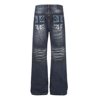 Pantalon en jean vintage pour hommes et femmes, style urbain, décontracté, tufté à la main, motif moustaches de chat, coupe slim et évasée