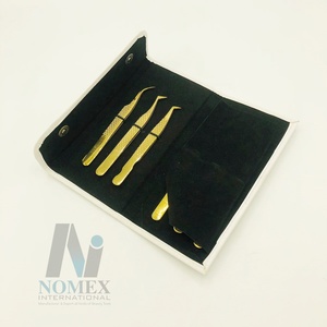 แหนบขนตาปลอมแบบปลายแหลมเคลือบพลาสม่าสีทองแหนบต่อขนตาปลอมปริมาณสแตนเลสแบบญี่ปุ่น - Product Image 6