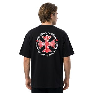 Camiseta de Manga Corta con Bordado de Corazones Cromados y Herradura Roja, Versión Correcta, Algodón, Colección 22ss, Unisex, para Parejas, a la Moda - Product Image 2