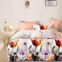 Ensemble de housse de couette tissée imprimée de luxe, 4 pièces, motif floral, écologique, taille King & Queen, tissu doux pour la maison et l'hôtel