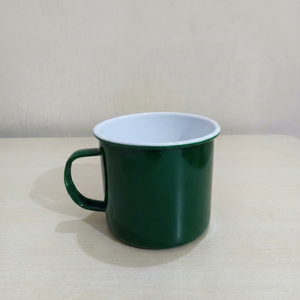 Mug de camping en émail vert, tasse à café en métal, vaisselle portable ronde, logo personnalisé pour le bureau, l'extérieur, cadeau - Product Image 1