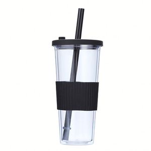 แก้วกาแฟพลาสติกใสสีสันสดใสแบบกำหนดเอง ขนาด 24 ออนซ์ พร้อมฝาและหลอด - Product Image 4