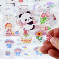 Ensemble d'autocollants mignons Kawaii en PET, autocollants en vinyle transparents imperméables pour journal, agenda, bouteille d'eau, scrapbooking, décoration DIY