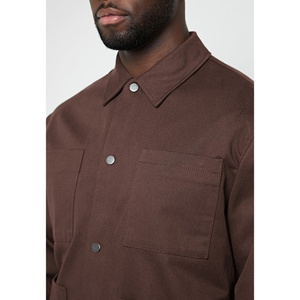 Chaqueta de Trabajo Personalizada con Bolsillos de Tela Twill, Chaqueta Cargo Marrón para Hombre - Product Image 5