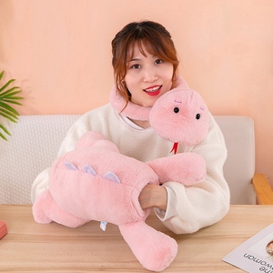 หมอนรองคอและเครื่องอุ่นมือ2 in 1ทำจากผ้าฝ้าย PP นุ่มๆของเล่นตุ๊กตางูไดโนเสาร์ดีไซน์น่ารัก - Product Image 6