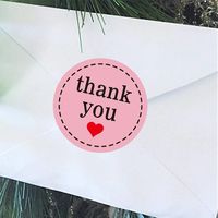 Autocollant rond rose « Merci » en forme de cœur, auto-adhésif, fait main, pour décoration de mariage et d'anniversaire