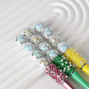 16mm <b>Acrylic</b> Mixed Color Double-Sided Printed Small Elephant Straight-Hole <b>Bead</b> DIY Handmade Beading Accessory Component - Product Image 5