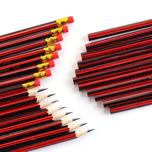 Недорогой ластик Топ красный карандаш шестигранный деревянный карандаш HB оптом бесплатные образцы