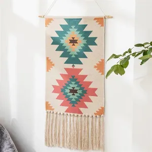 波西米亚棉绳手工编织挂毯挂毯家居挂毯