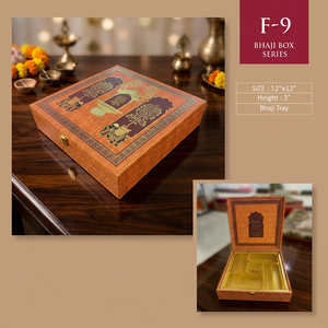 Caja de Resina Hecha a Mano, Serie 12x12 Pulgadas, Caja de Almacenamiento de Resina Pintada a Mano con Bandeja Dorada, Diseño Tradicional, Artesanía Artística - Product Image 6