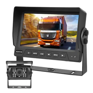 Tela de monitor do carro IPS Reverse Backup Sistema de câmera de câmera de ônibus escolar e caminhão HD Vista traseira 7 Polegada Preto Universal 3 maneiras DC 12-36V CN; Gua