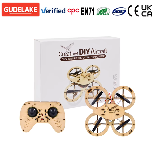 Hangda Science Education Wooden Remote Control Quadcopter with Aerial Photography DIY Physics Experiment Toy Set