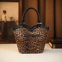Sac à main de luxe de créateur pour femme, forme corset, motif léopard, clouté, avec poignée supérieure, porté épaule et bandoulière