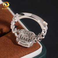 Bague Moissanite Iced Out pour Homme en Argent Sterling 925 D VVS, Bijoux Hip Hop, Bague Cubaine pour Homme