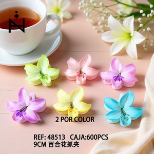 Fermaglio per capelli a forma di fiore di giglio da 9 cm per donne e ragazze con design colorato - Product Image 3